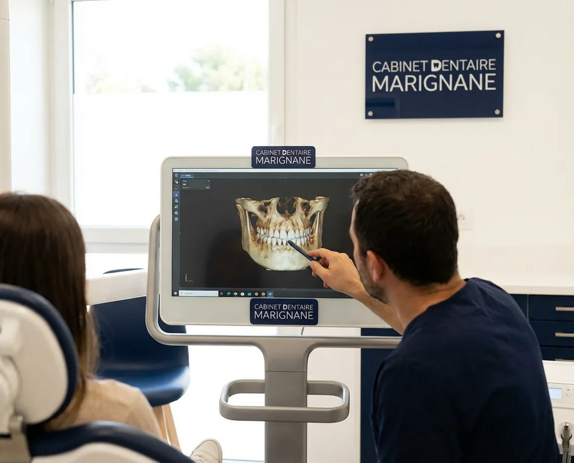 Schéma : étapes du traitement implantaire